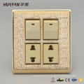 Main Product Gold Double Gang Switch Wall Socket